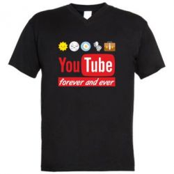 Мужская футболка  с V-образным вырезом Forever and ever emoji's life youtube - PrintSalon