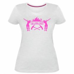 Женская премиум футболка Fortnite dancing logo - PrintSalon