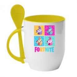 Чашка с ложкой Fortnite Llamas - PrintSalon