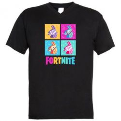 Мужская футболка  с V-образным вырезом Fortnite Llamas-PrintSalon Мужская футболка  с V-образным вырезом Fortnite Llamas