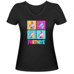 Женская футболка с V-образным вырезом Fortnite Llamas - PrintSalon