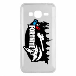 Чехол для Samsung J3 2016 Fortnite logo and heroes - PrintSalon