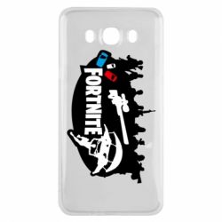 Чехол для Samsung J7 2016 Fortnite logo and heroes - PrintSalon