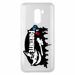 Чехол для Xiaomi Pocophone F1 Fortnite logo and heroes - PrintSalon