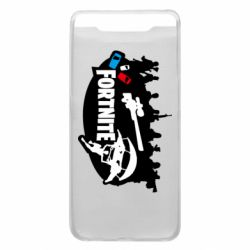 Чехол для Samsung A80 Fortnite logo and heroes - PrintSalon