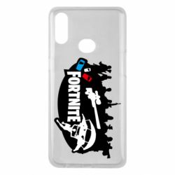 Чехол для Samsung A10s Fortnite logo and heroes - PrintSalon