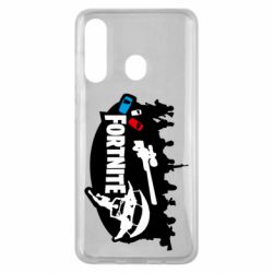 Чехол для Samsung M40 Fortnite logo and heroes - PrintSalon