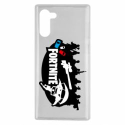 Чехол для Samsung Note 10 Fortnite logo and heroes - PrintSalon