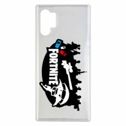 Чехол для Samsung Note 10 Plus Fortnite logo and heroes - PrintSalon