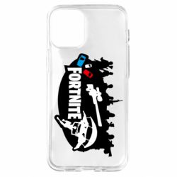 Чехол для iPhone 12 mini Fortnite logo and heroes - PrintSalon