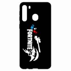 Чехол для Samsung A21 Fortnite logo and heroes - PrintSalon
