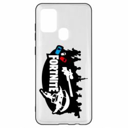 Чехол для Samsung A21s Fortnite logo and heroes - PrintSalon