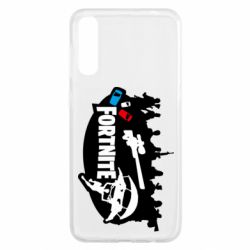 Чехол для Samsung A50 Fortnite logo and heroes - PrintSalon