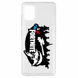 Чехол для Samsung A51 Fortnite logo and heroes - PrintSalon