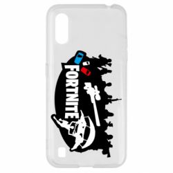 Чехол для Samsung A01/M01 Fortnite logo and heroes