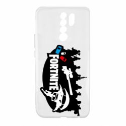 Чехол для Xiaomi Redmi 9 Fortnite logo and heroes - PrintSalon