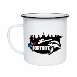 Кружка эмалированная Fortnite logo and heroes - PrintSalon
