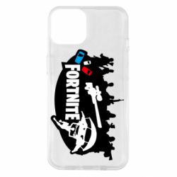Чехол для iPhone 14 Fortnite logo and heroes - PrintSalon