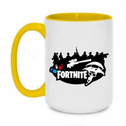 Чашка двухцветная 420ml Fortnite logo and heroes - PrintSalon