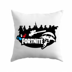 Подушка Fortnite logo and heroes - PrintSalon