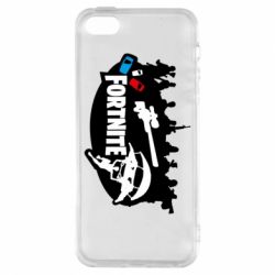 Чехол для iPhone5/5S/SE Fortnite logo and heroes - PrintSalon