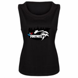 Женская майка Fortnite logo and heroes - PrintSalon