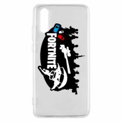 Чехол для Huawei P20 Fortnite logo and heroes - PrintSalon