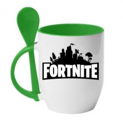 Чашка с ложкой Fortnite logo - PrintSalon