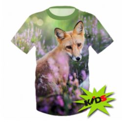 Дитяча 3D футболка Fox in the field - PrintSalon