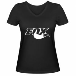 Женская футболка с V-образным вырезом Fox racing tail - PrintSalon