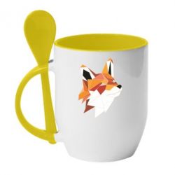 Чашка з ложкою Fox Triangular Art - PrintSalon