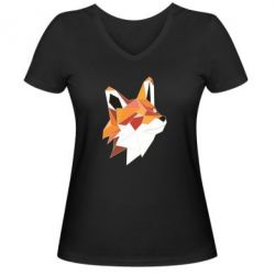 Жіноча футболка з V-подібним вирізом Fox Triangular Art - PrintSalon