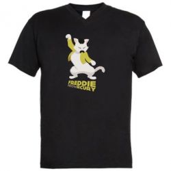 Мужская футболка  с V-образным вырезом Freddie meowrcury - PrintSalon