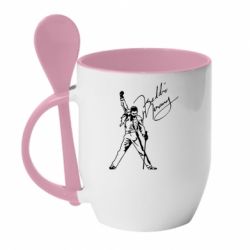 Чашка с ложкой Freddie Mercury Queen - PrintSalon