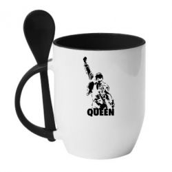 Чашка с ложкой Freddie Mercury-PrintSalon Чашка с ложкой Freddie Mercury
