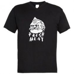 Мужская футболка  с V-образным вырезом Fresh Meat Pudge - PrintSalon