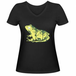 Женская футболка с V-образным вырезом Froggy Night - PrintSalon