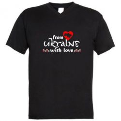 Чоловіча футболка з V-подібним вирізом From Ukraine (вишиванка) - PrintSalon