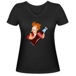 Жіноча футболка з V-подібним вирізом Fry suggests cola - PrintSalon