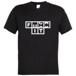 Мужская футболка  с V-образным вырезом FUCK  IT - PrintSalon