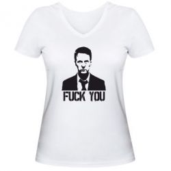 Жіноча футболка з V-подібним вирізом fuck you (бійцівський клуб) - PrintSalon
