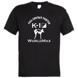 Мужская футболка  с V-образным вырезом Full contact fighter K-1 Worldmax - PrintSalon
