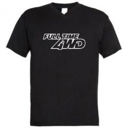 Мужская футболка  с V-образным вырезом Full time 4wd - PrintSalon