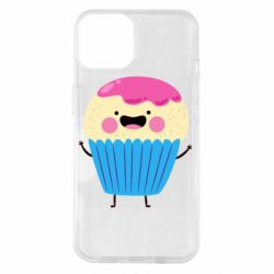 Чехол для iPhone 14 Funny cupcake with smile
