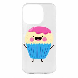 Чехол для iPhone 14 Pro Funny cupcake with smile - PrintSalon