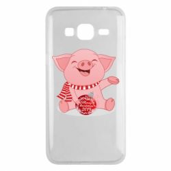 Чохол для Samsung J3 2016 Funny pig with a Christmas toy - PrintSalon