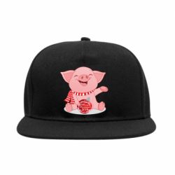 Снепбек Funny pig with a Christmas toy