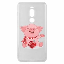 Чохол для Meizu Note 8 Funny pig with a Christmas toy - PrintSalon