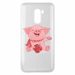 Чохол для Xiaomi Pocophone F1 Funny pig with a Christmas toy - PrintSalon