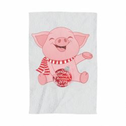 Рушник з принтом Funny pig with a Christmas toy - PrintSalon
